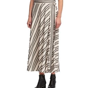 DKNY Women's Ivory/Black Belted Eyelash-striped Maxi Skirt ss 8